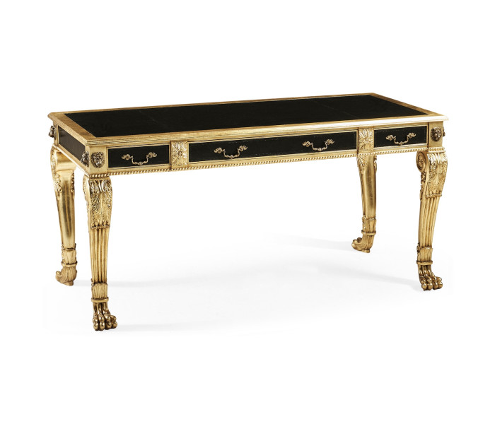 Italian Lions Paw Desk  - Black leather top