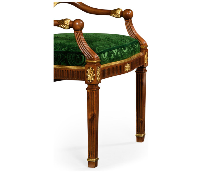 Neo-Classical Gilded Lyre Back Dining Armchair