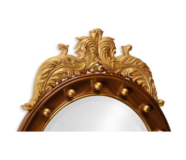 Mahogany & gilt round convex eglomise mirror (Medium)