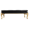 Ocala Large tarporley gold leaf stool - black leather