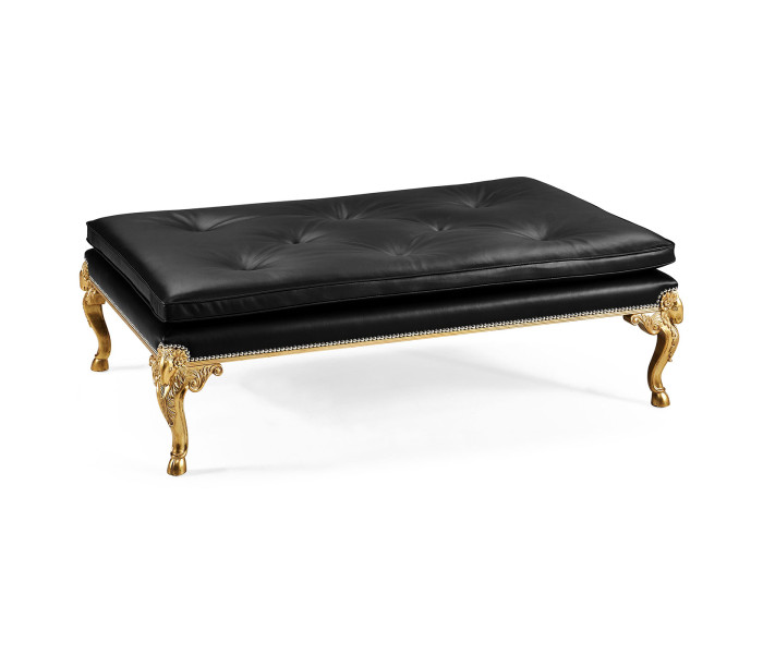 Ocala Large tarporley gold leaf stool - black leather