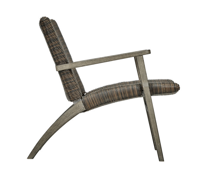 Grey and rattan  lounge chair