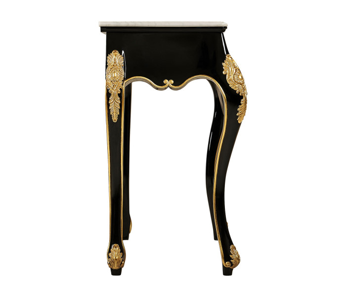 Ocala Smoky black & gilded console  table with marble top