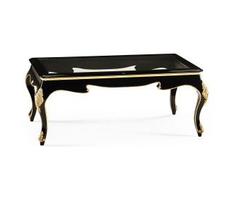 Ocala Black Coffee Table with clear glass top