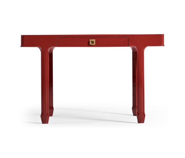 Rectangular Desk (120) - RED BRICK LEATHER - socket