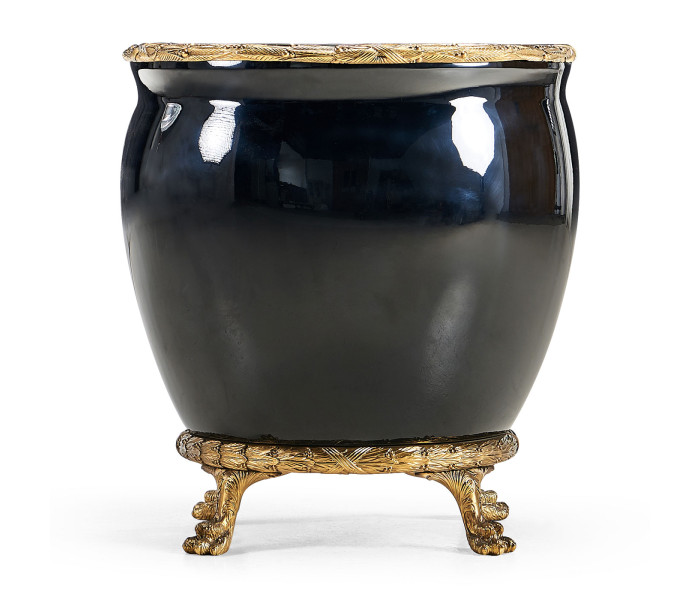 Black Glossy Ceramic Chinese Vase