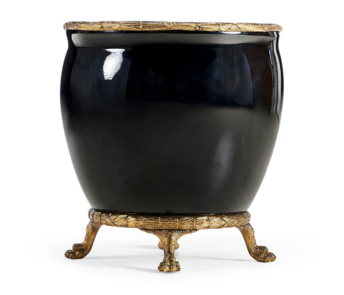 Black Glossy Ceramic Chinese Vase