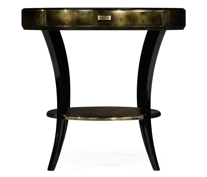 Dark Bronze Round Side Table with Drawer Dark Bronze Round Side Table with Drawer
