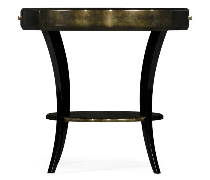 Dark Bronze Round Side Table with Drawer