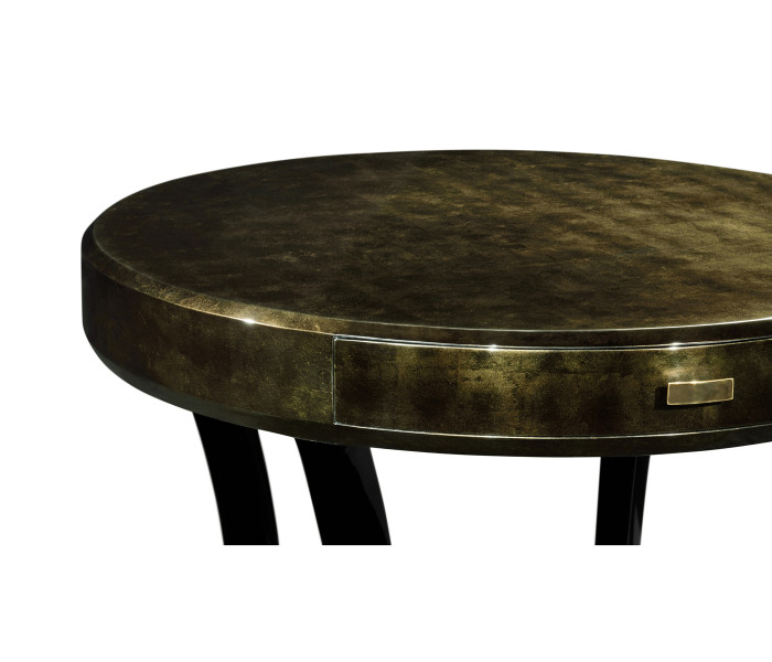 Dark Bronze Round Side Table with Drawer