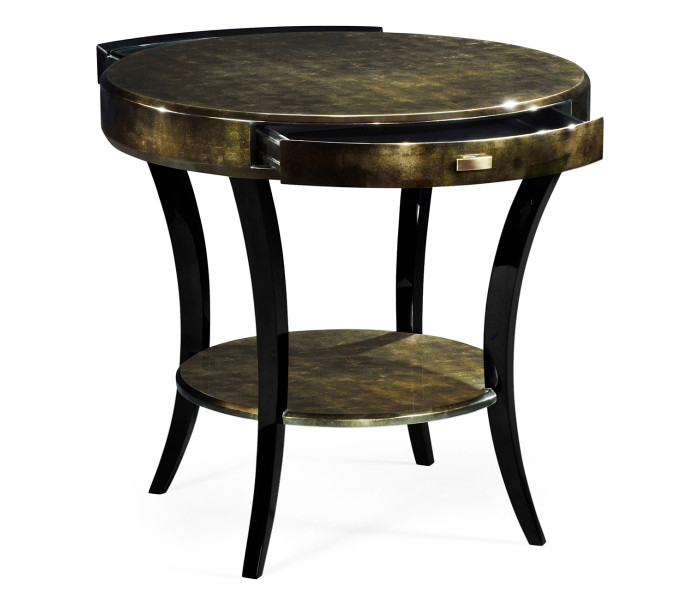 Dark Bronze Round Side Table with Drawer