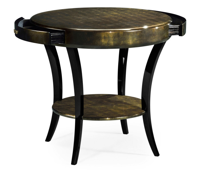 Dark Bronze Round Side Table with Drawer