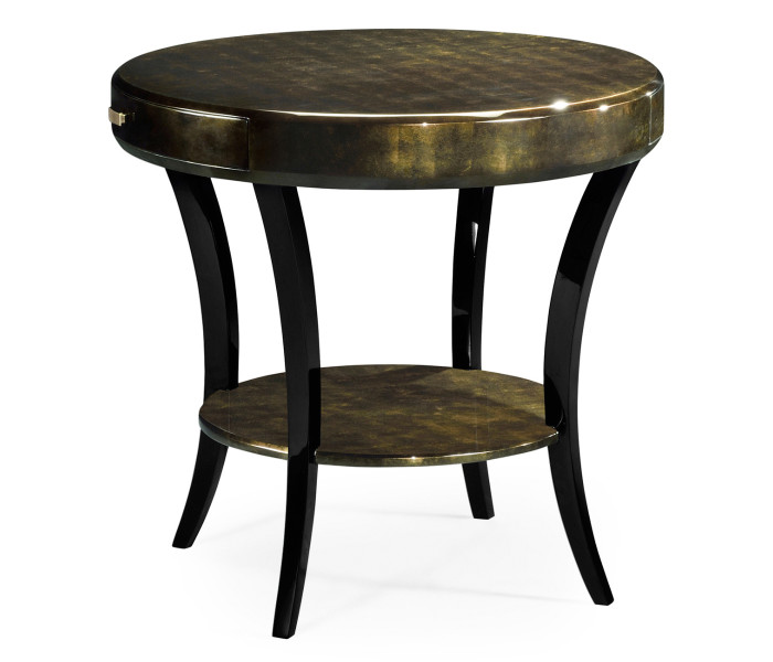 Dark Bronze Round Side Table with Drawer