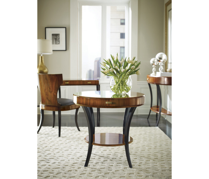 Dark Bronze Round Side Table with Drawer Dark Bronze Round Side Table with Drawer