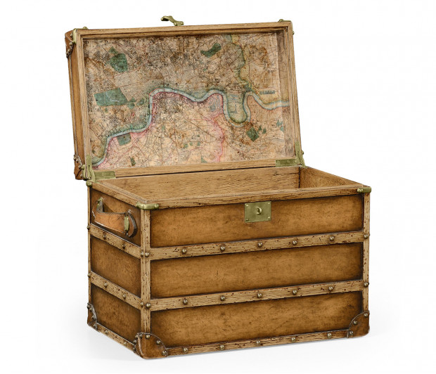 Walnut & Leather Steamer Trunk