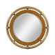 Circular Nautical Style Oak and Leather Mirror