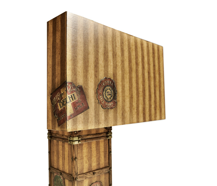 Striped Travel Trunk Style Table Lamp