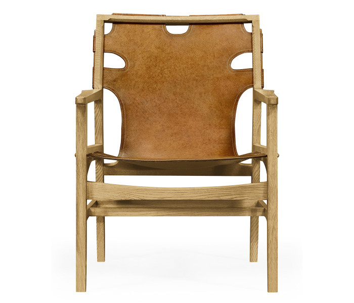 Midcentury Style Slung Medium Antique Chestnut Leather & Light Oak Easy Chair Midcentury Style Slung Medium Antique Chestnut Leather & Light Oak Easy Chair