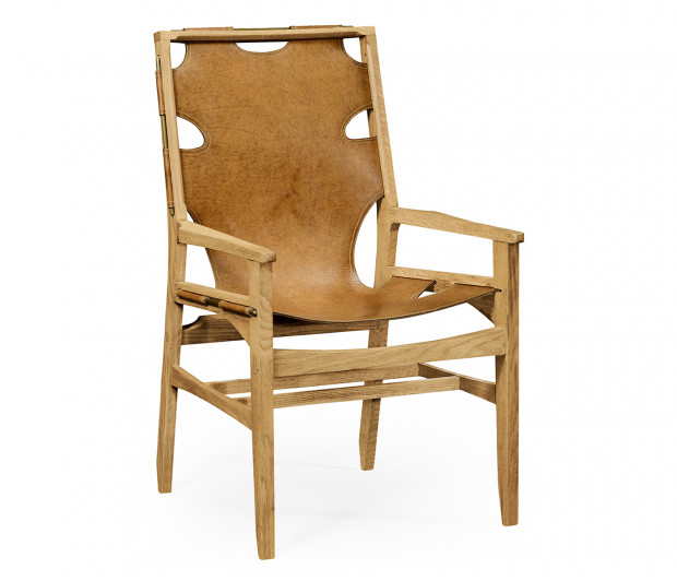 Casual Mid-cent Slung Leather Arm Chair