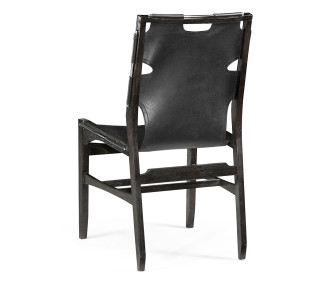 Casual Mid-Cent Slung Leather Side Chair
