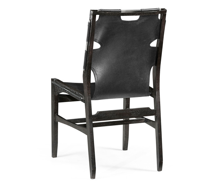 Casual Mid–cent Slung Leather Side Chair