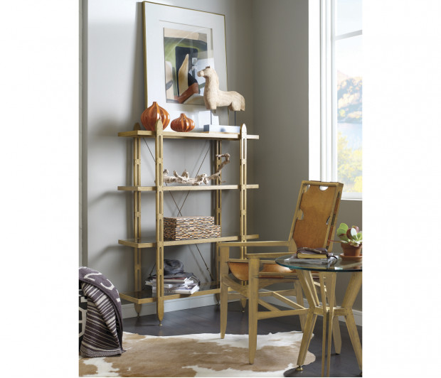 4-Tier Black Mocha Oak Architectural Étagère