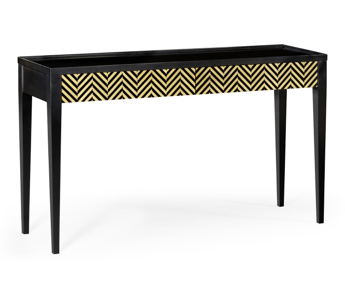 Classic Ebony & Ivory Herringbone Console Table