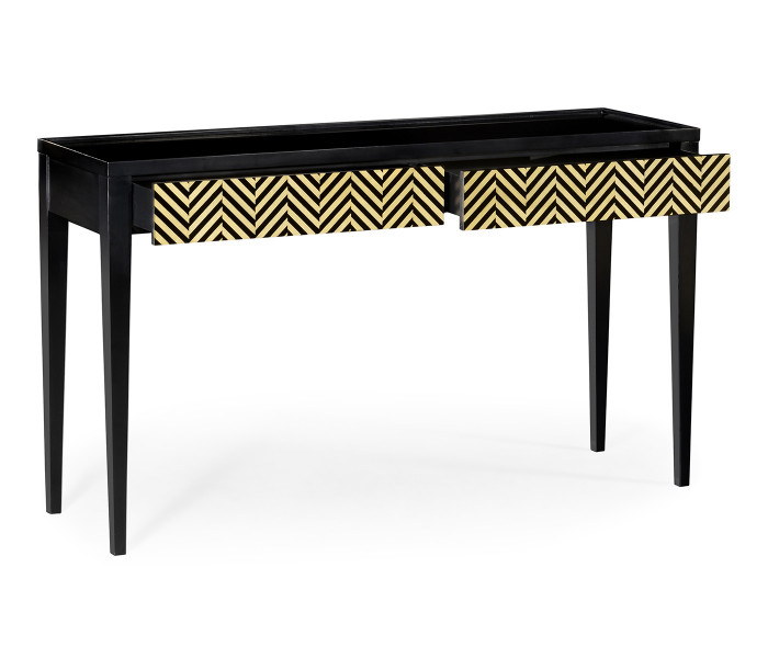 Classic Ebony & Ivory Herringbone Console Table