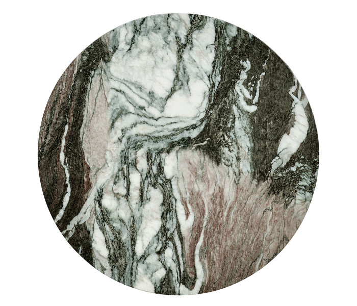 Round Geometric Faux Black & Grey Marble Wine Table