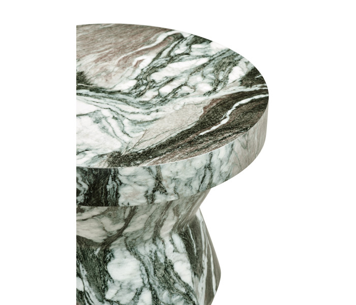 Round Geometric Faux Black & Grey Marble Wine Table