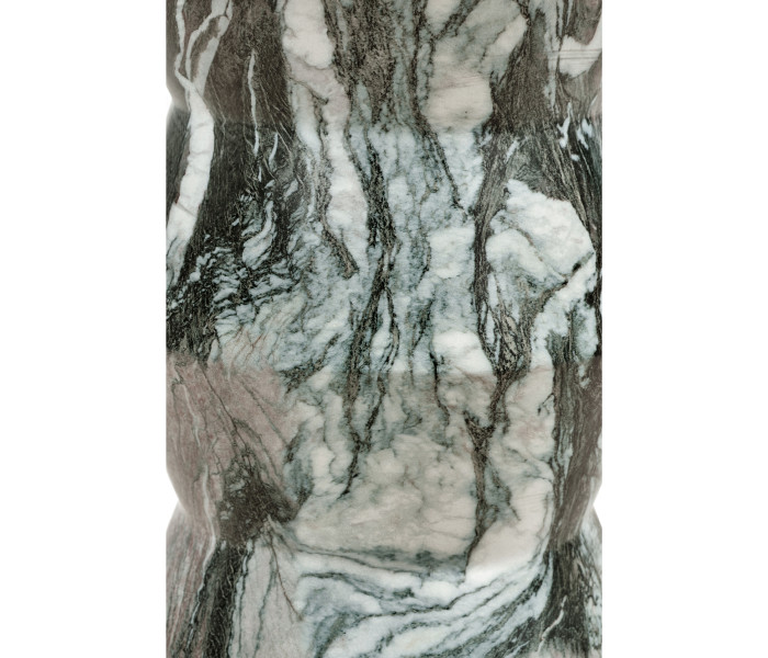 Round Geometric Faux Black & Grey Marble Wine Table