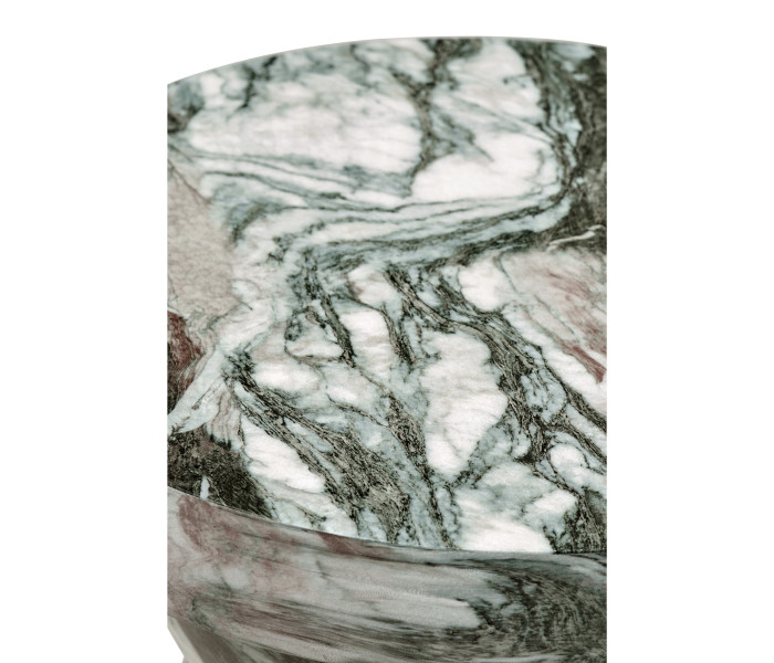 Round Geometric Faux Black & Grey Marble Wine Table