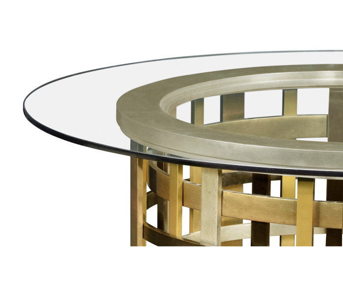 Multi Metal Round Plaid Centre Table