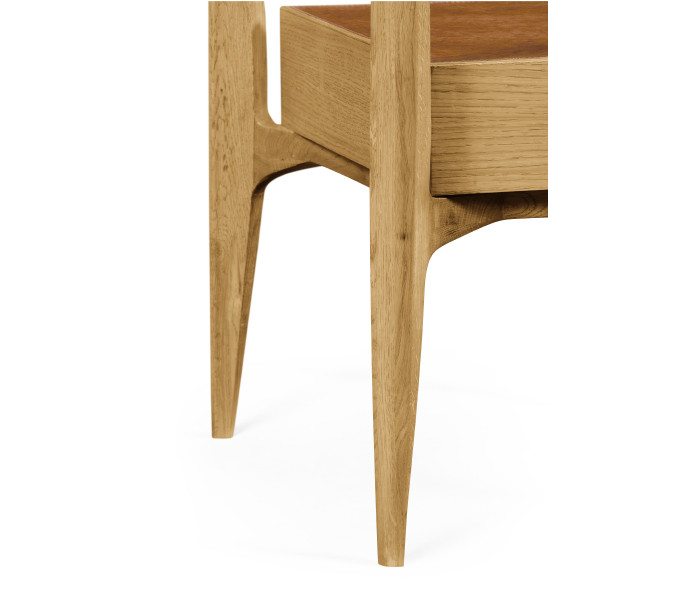 Rectangular Architects End Table with Drawer and Glass Top