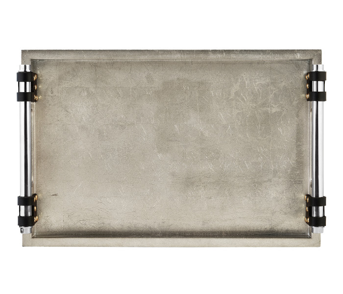 Rectangular Silver Espresso & Eggshell Tray