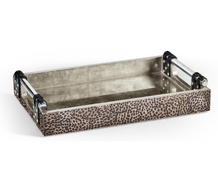 Rectangular Silver Espresso & Eggshell Tray Rectangular Silver Espresso & Eggshell Tray
