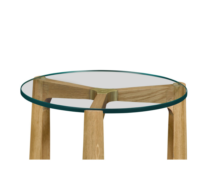 Architectural Round End Table with Glass Top