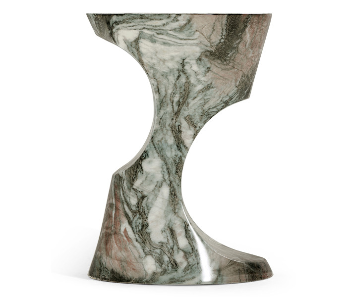 Round Faux Black & Grey Marble Cut-Out Lamp Table