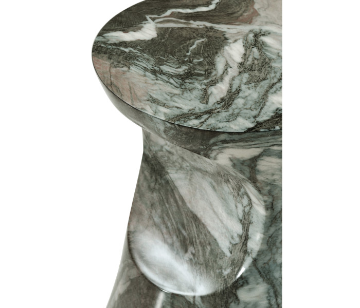 Round Faux Black & Grey Marble Cut-Out Lamp Table