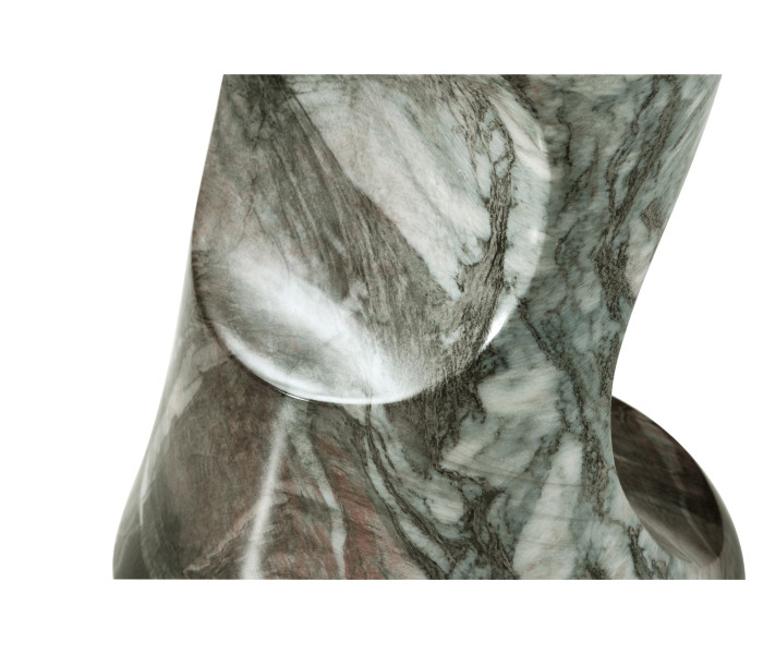 Round Faux Black & Grey Marble Cut-Out Lamp Table