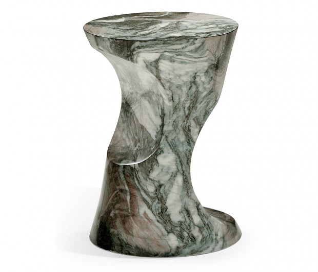 Round Faux Black & Grey Marble Cut-Out Lamp Table