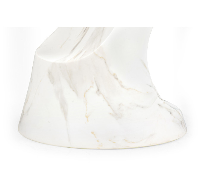 Round Faux White & Grey Marble Cut–Out Lamp Table