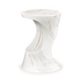 Round Faux White & Grey Marble Cut-Out Lamp Table
