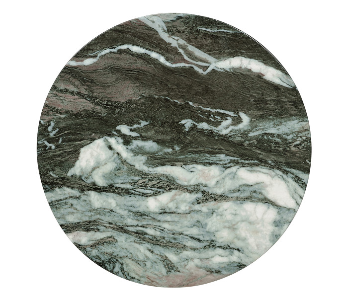 Round Faux Black & Grey Marble Wine Table