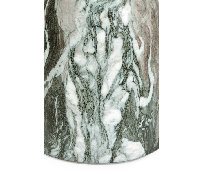 Round Faux Black & Grey Marble Wine Table