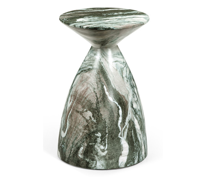 Round Faux Black & Grey Marble Wine Table
