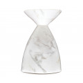 Round Faux White & Grey Marble Wine Table