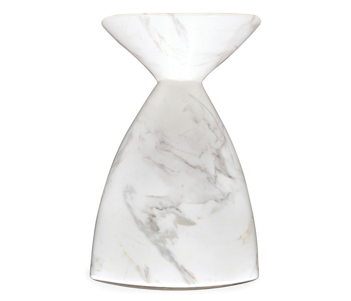Round Faux White & Grey Marble Wine Table