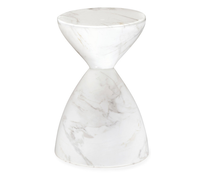Round Faux White & Grey Marble Wine Table