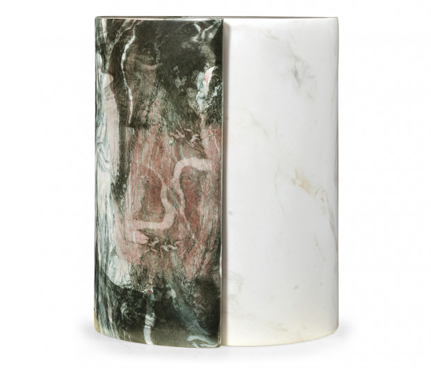 Circular Two–Piece Yin Yang Faux White & Black Marble Drinks Table